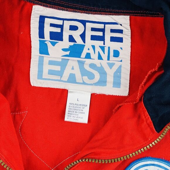 Free and Easy Jacket Mens Large Red Sunset Bird Graphic Made in LA Skater - Picture 11 of 15